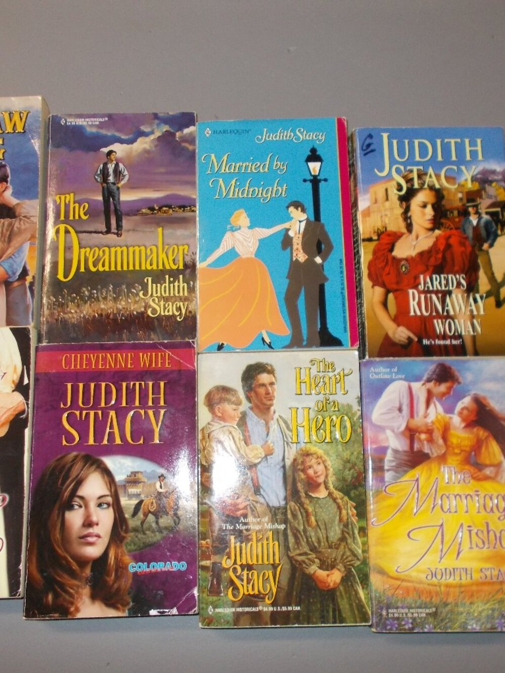 Lot of nine Judith Stacy books, Western & Harlequin Historical Western